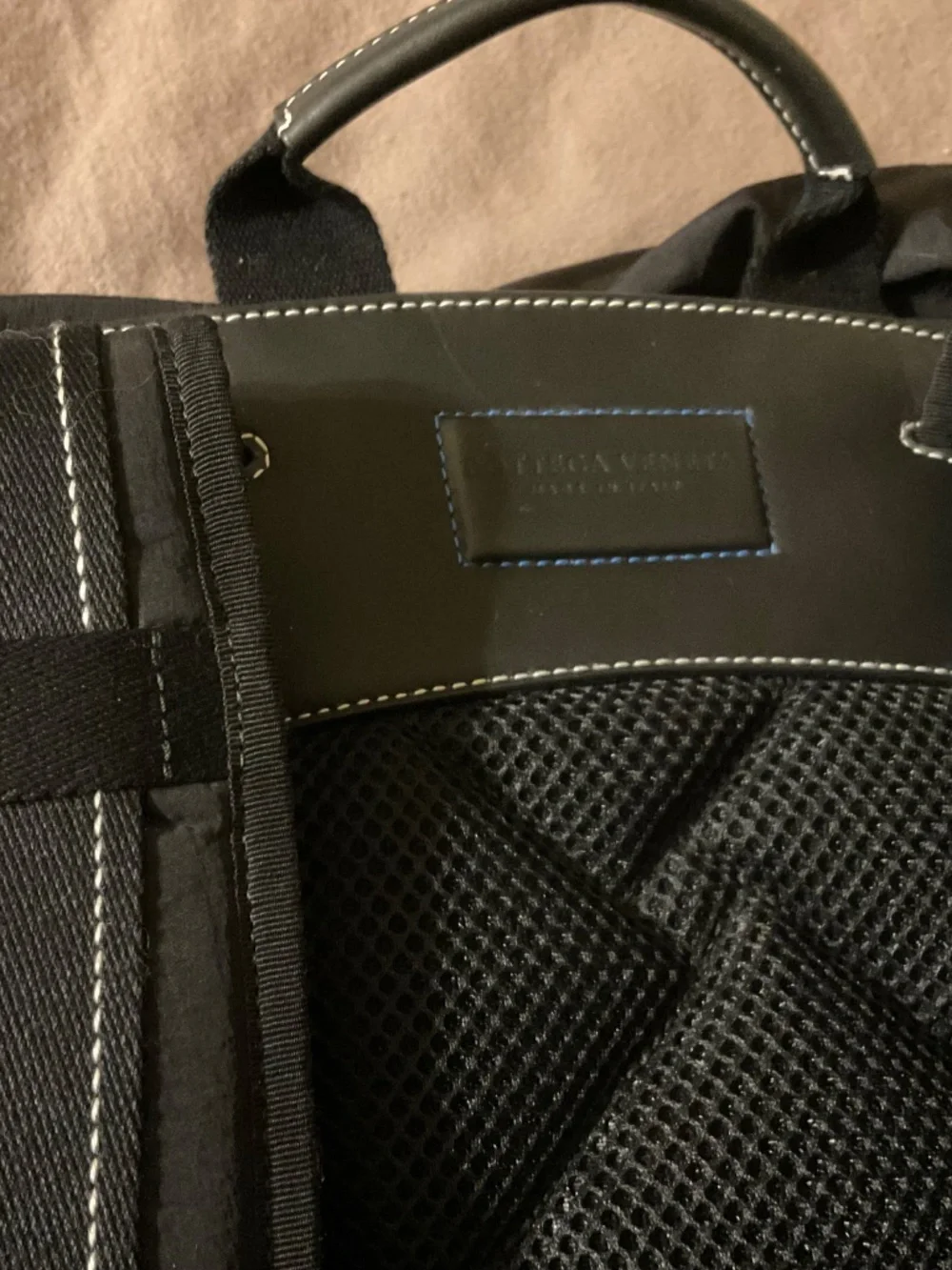 Bottega Veneta Intrecciato Nylon and leather backpack black and blue